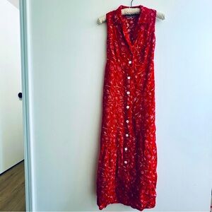 Vintage Terry Ward Womens Button Up Sleeveless Floral Maxi Dress